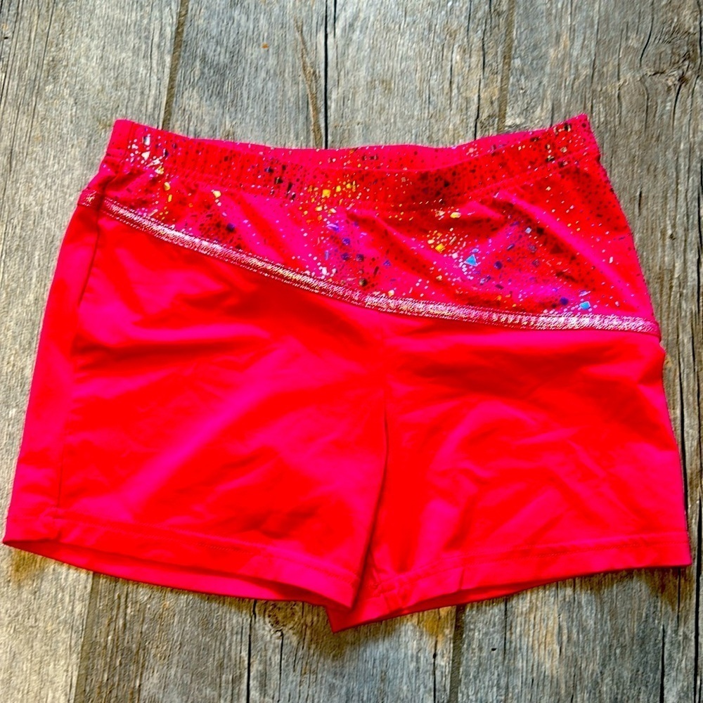 Danskin now girls pink Athletic gymnastic shorts large 10-12